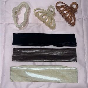 Elegant Hair Accessories Set - Cream and Brown